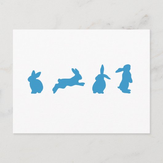 Cute Blue op White Rabbits Briefkaart (Voorkant)