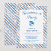 Cute blue oranje Aztec Tribal graduation party Kaart (Voorkant / Achterkant)