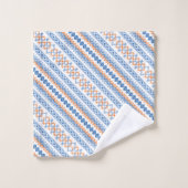 Cute blue oranje Aztec Tribal Motif Pattern Bad Handdoek (Wasdoekje)