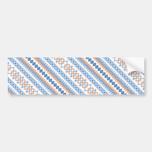 Cute blue oranje Aztec Tribal Motif Pattern Bumpersticker (Voorkant)