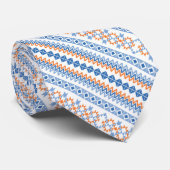 Cute blue oranje Aztec Tribal Motif Pattern Stropdas (Opgerold)