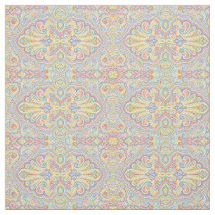 Cute Blue Oranje Roze Paars White Paisley Floral Stof