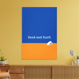 Cute Blue Oranje Sand Surf Happy Clam minimalist Canvas Afdruk