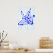 Cute blue origami paper crane poster (Keuken)