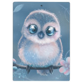 Cute Blue Owl Clipboard Klembord (Achterkant)