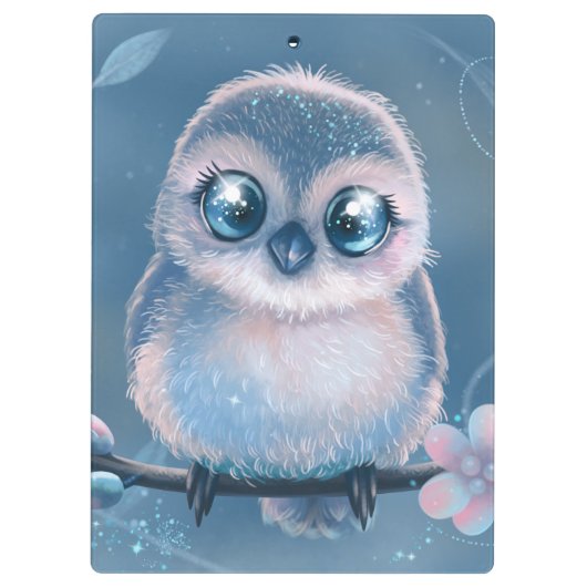 Cute Blue Owl Clipboard Klembord (Achterkant)