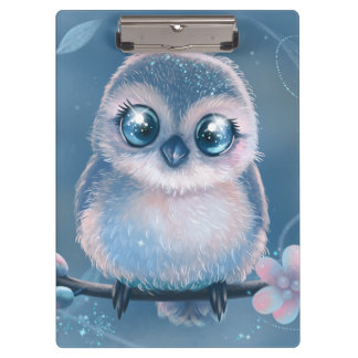 Cute Blue Owl Clipboard Klembord