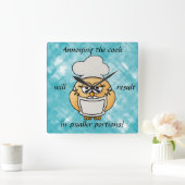 Cute Blue Owl Cook Wall Clock Vierkante Klok (Huis)