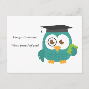 Cute Blue Owl for Afstuderen Aankondigingskaart