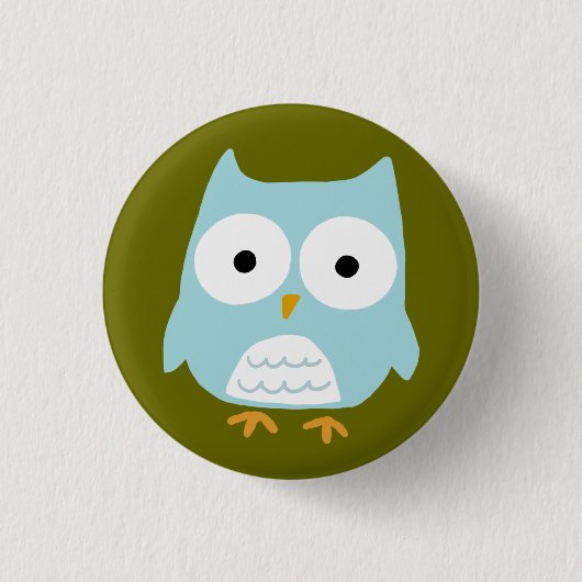 Cute Blue Owl Funny Whimsical Owl Character Ronde Button 3,2 Cm (Voorkant)