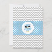 Cute Blue Owl Gray Chevron Boy Baby shower Kaart (Achterkant)