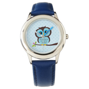 Cute Blue Owl Horloge