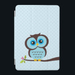 Cute Blue Owl iPad Mini Cover<br><div class="desc">Schattige vectorillustratie van een schattige uil die op een boomvertakking op een polka stipte achtergrond is aangebracht.  Kunst door Babystar Design op mygrafico.com</div>