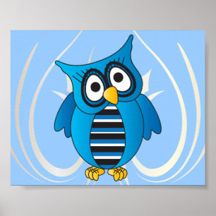 Cute Blue Owl is al Engels, geen Frans. Poster