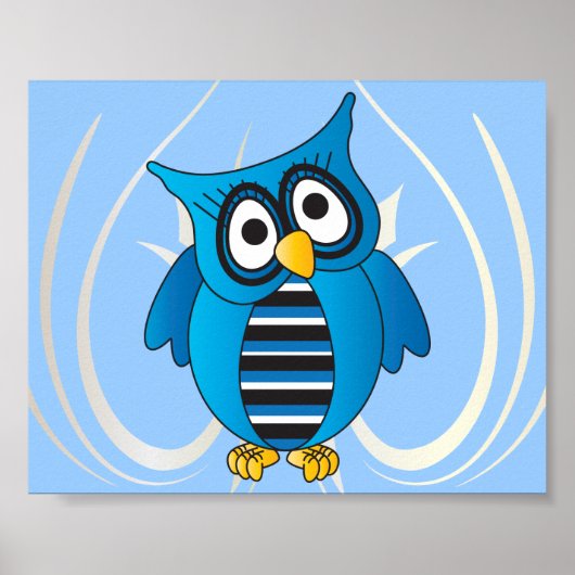 Cute Blue Owl is al Engels, geen Frans. Poster (Voorkant)