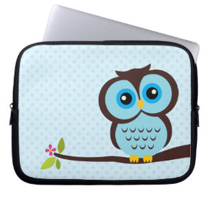 Cute Blue Owl Laptop Sleeve
