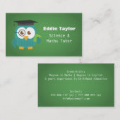 Cute Blue Owl met Afstuderen Pet, Personal Tutor Contactkaartje (Voorkant / Achterkant)