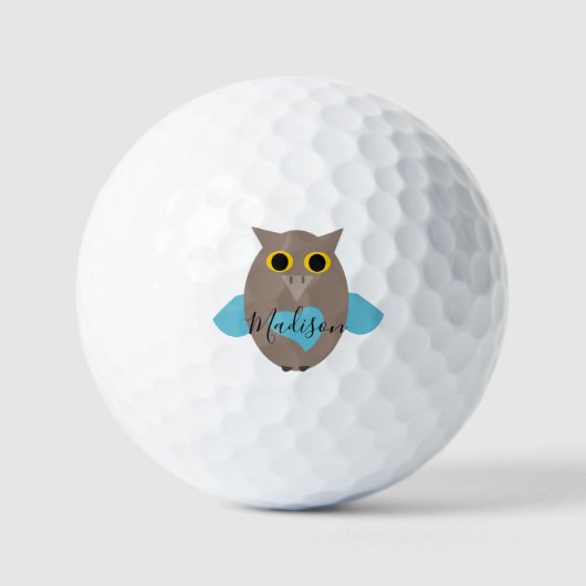 Cute Blue Owl Name Golf Balls Golfballen (Voorkant)