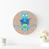 Cute Blue Owl Nursery Grote Klok (Huis)