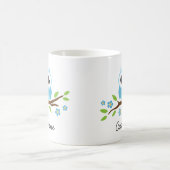 Cute blue owl op gepersonaliseerde naam van de blo koffiemok (Center)