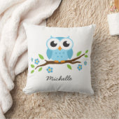 Cute blue owl op gepersonaliseerde naam van de blo kussen (Deken)