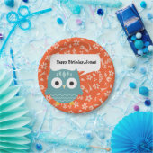 Cute Blue Owl Personalised Party Borden Papieren Bordje (Feest)