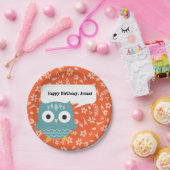 Cute Blue Owl Personalised Party Borden Papieren Bordje (Feest)