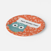 Cute Blue Owl Personalised Party Borden Papieren Bordje (Gekanteld)