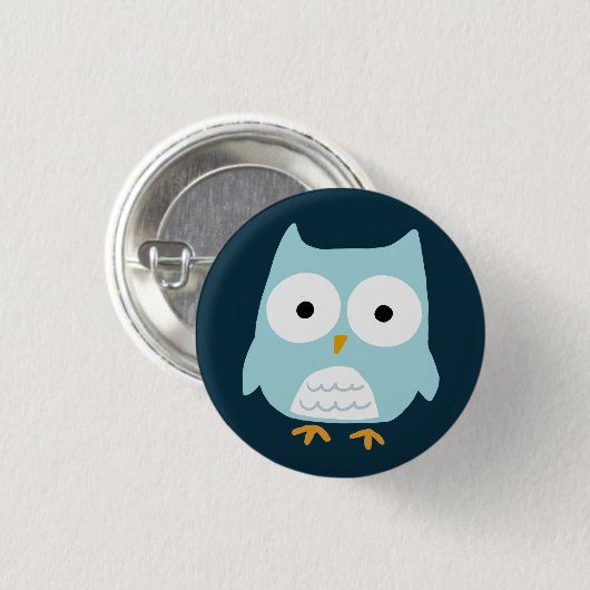 Cute Blue Owl Ronde Button 3,2 Cm (Voorkant /achterkant)