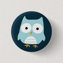 Cute Blue Owl Ronde Button 3,2 Cm