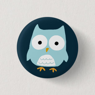 Cute Blue Owl Ronde Button 3,2 Cm