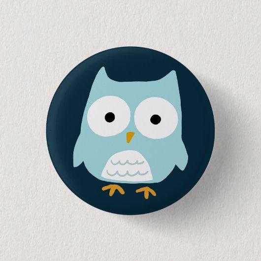 Cute Blue Owl Ronde Button 3,2 Cm (Voorkant)
