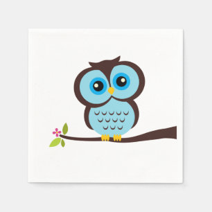 Cute Blue Owl Servetten