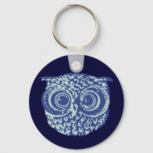 Cute blue owl sleutelhanger