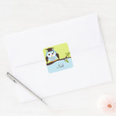 Cute Blue Owl Vierkante Sticker (Envelop)