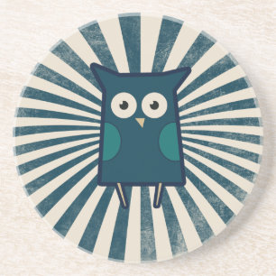 Cute Blue Owl Zandsteen Onderzetter