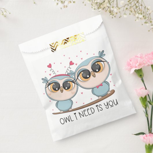 Cute Blue Owls Bedankzakje (Gezegeld)