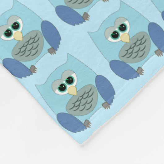 Cute Blue Owls Pattern Fleece Deken (Hoek)