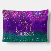 Cute blue paars ombre glitter monogram etui (Voorkant)