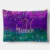 Cute blue paars ombre glitter monogram etui (Achterkant)