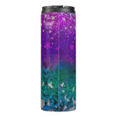 Cute blue paars ombre glitter monogram thermosbeker (Achterkant)