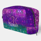 Cute blue paars ombre glitter monogram toilettasje (Rechterhoek)