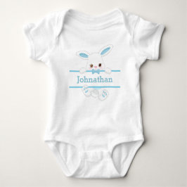 Cute Blue Paaster Bunny Personalized Boy Romper