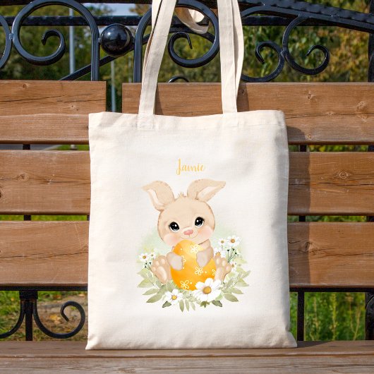 Cute Blue Paaster Bunny Personalized Unisex Tote Bag