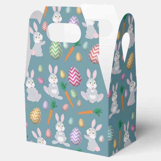 Cute Blue Paaster Bunny Rabbit Patroon Bedankdoosjes (Geopend)