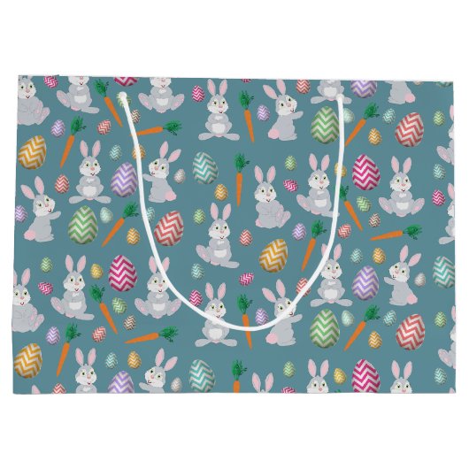 Cute Blue Paaster Bunny Rabbit Patroon Groot Cadeauzakje (Achterkant)