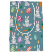 Cute Blue Paaster Bunny Rabbit Patroon Medium Cadeauzakje (Voorkant)