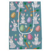 Cute Blue Paaster Bunny Rabbit Patroon Medium Cadeauzakje (Achterkant)