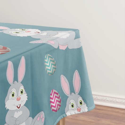 Cute Blue Paaster Bunny Rabbit Patroon Tafelkleed (Voorbeeld)