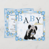 Cute Blue Panda Beer Baby shower nodigt uit Kaart (Voorkant / Achterkant)